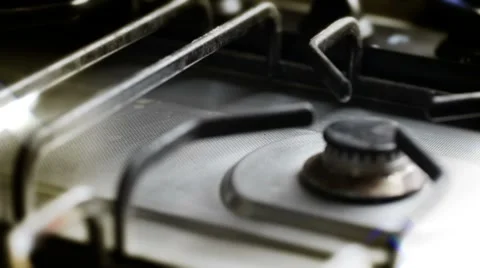Macro focus on gas cooker Video stock 8849272