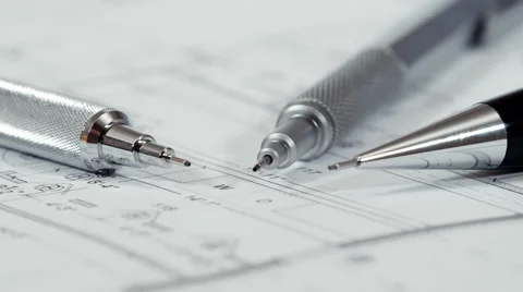 Macro footage of architectural pencils Stock Footage 60631358