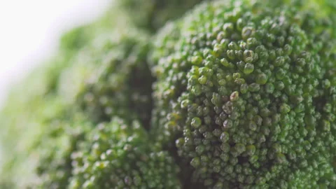 Macro footage of fresh broccoli. Close-up view of green cabbage Stock Footage 303194996