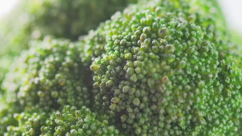 Macro footage of fresh broccoli. Close-up view of green cabbage Stock Footage 318816432