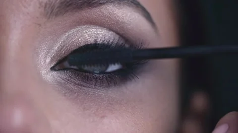 Macro Footage of Putting on Mascara Stock Footage
