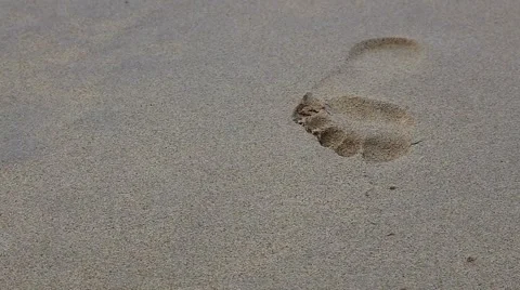 Macro - footprint in phuket beach Stock Footage 50224641