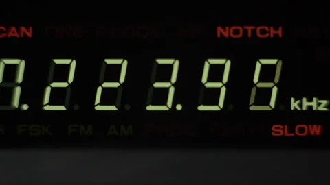Macro of a frequency display on a shortwave radio Stock Footage 201678240