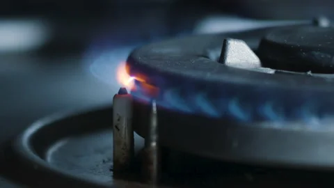 Macro Gas Stove Focus Pull Stock Footage 142911136
