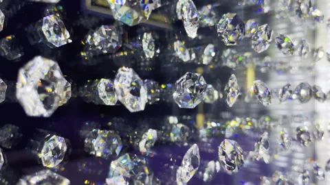 Macro Glide Along Sparkling Chandelier Crystals Video stock 344252001