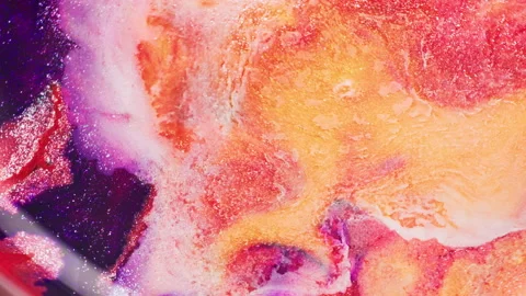 Macro of glitter ink blast in milky liquid from air injection Stock Footage 314299793