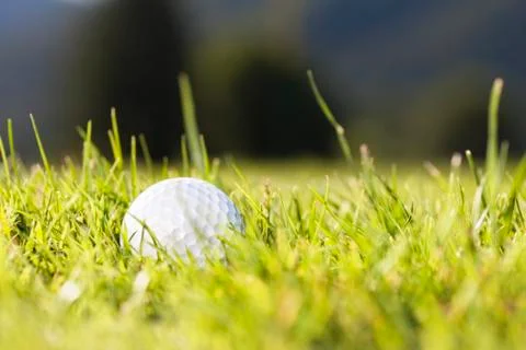 Macro of golf ball in grass. Foto stock