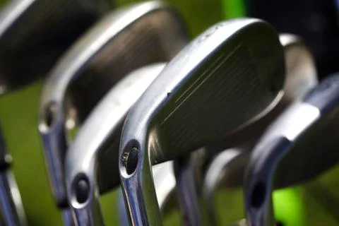 Macro of golf irons Stock Photos