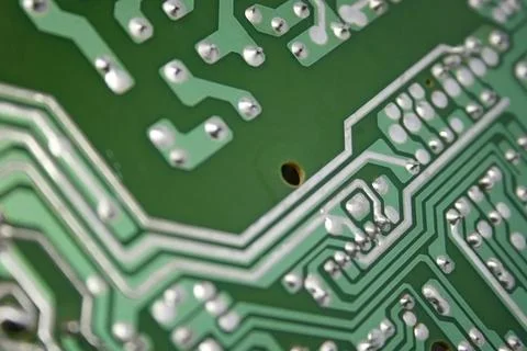 Macro of a green printed circuit board Stock Photos