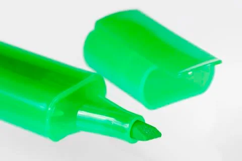Macro of a green text marker Stock Photos