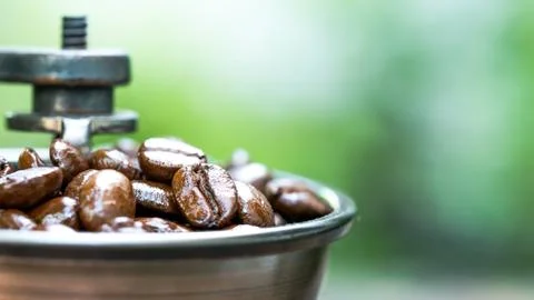 Macro of grinder coffee Stock Photos