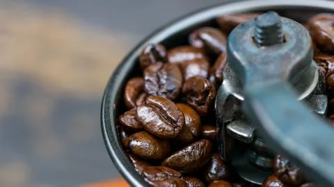 Macro of grinder coffee Stock Photos