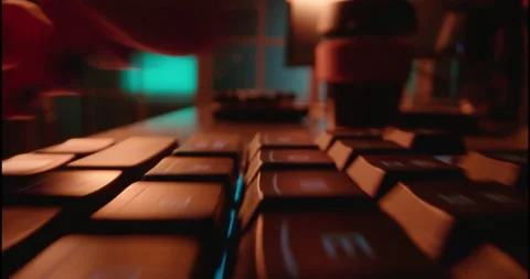 Macro hands typing on keyboard computer programmer coding software using Stock Footage 138395077