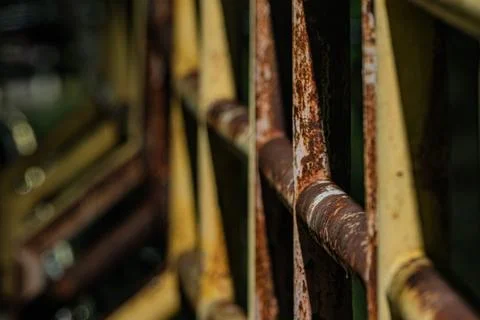 Macro of heavy rust texture on iron railing Stock Photos