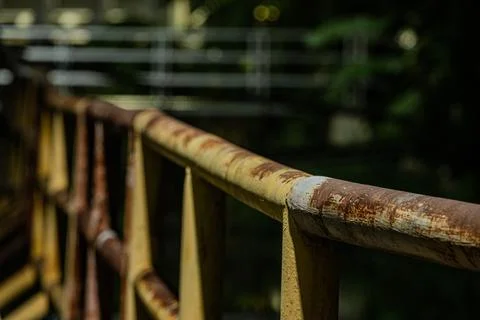 Macro of heavy rust texture on iron railing Stock Photos
