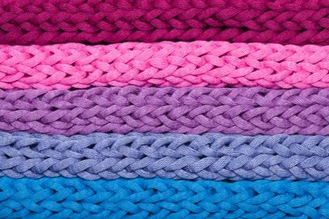 Macro horizontal rows of multicolor woven braids Stock Photos