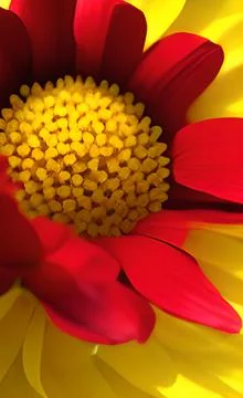 Macro illustration of red-yellow flower petals and anthem Stock Illustration