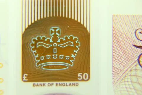 Macro image of 50 Pound sterling banknote Stock Photos