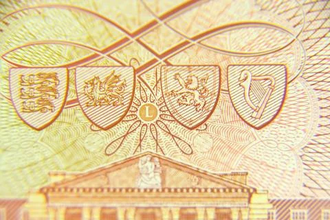 Macro image of 50 Pound sterling banknote Stock Photos