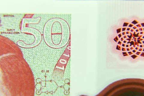 Macro image of 50 Pound sterling banknote Stock Photos