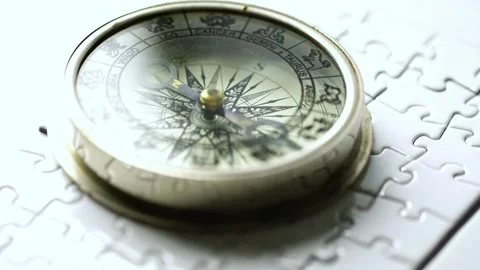 A Macro image of an Antique Brass Nautical Compass. Close-up of an old styl.. Stock Footage 257872736