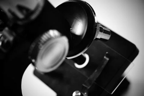 Macro image of black microscope Stock Photos