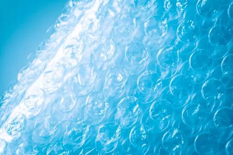 Macro image of bubble wrap with blue tones Stock Photos