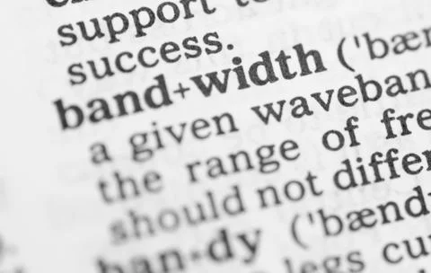 Macro image of dictionary definition of bandwidth Foto stock