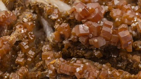 Macro image of red vanadinite crystals Stock Photos