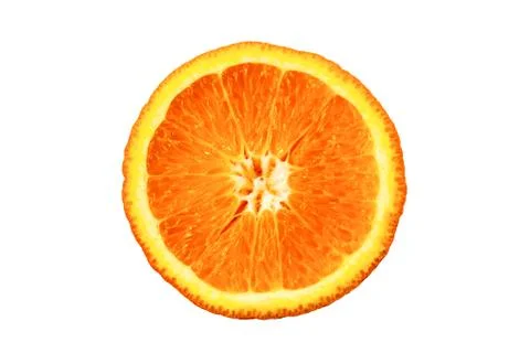 Macro image of ripe orange. Orange close up. Isolated. Stock Photos
