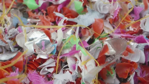 Macro image of rotating microplastics, illustrating pollution and environme.. Video stock 290354474