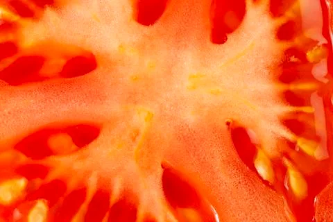 Macro image of slice tomato Stock Photos
