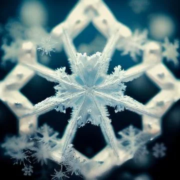 Macro image of a snowflake. Close-up of snow. 스톡 일러스트
