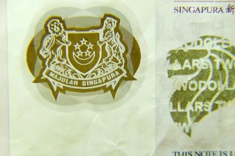 Macro image on two Dollars Singapore Stock Photos