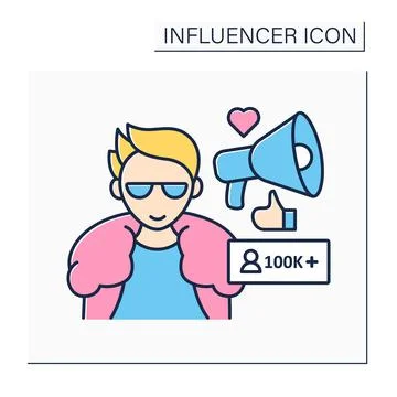 Macro influencer color icon Stock Illustration