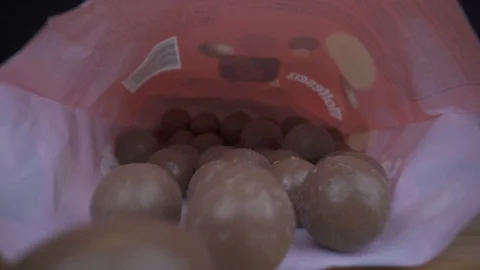 Macro inside candy bag look on table 動画素材 124018183