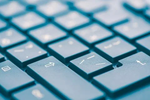 Macro keyboard keys, an angle view, soft background with copy space Stock Photos