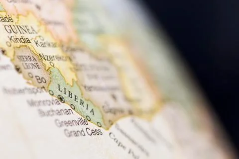 Macro of Liberia on globe Stock Photos