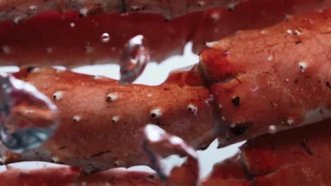 Macro limbs of a tasty crab in boiling water with air bubbles. Vertical video. Stock Footage 273076805