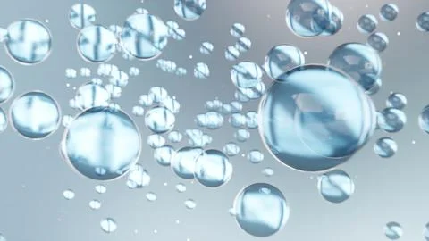 Macro Liquid Bubbles, various air bubbles in water. Liquid Cream gel transparent Stock Illustration
