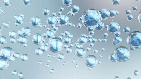 Macro Liquid Bubbles, various air bubbles in water. Liquid Cream gel transparent Stock Illustration