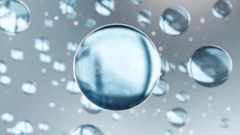 Macro Liquid Bubbles, various air bubbles in water. Liquid Cream gel transparent Stock Illustration