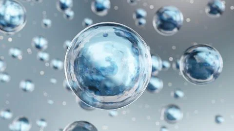 Macro Liquid Bubbles, various air bubbles in water. Liquid Cream gel transparent Stock Illustration