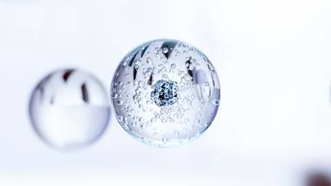 Macro Liquid Bubbles, various air bubbles in water. Liquid Cream gel transparent Stock Illustration