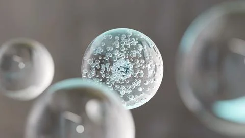 Macro Liquid Bubbles, various air bubbles in water. Liquid Cream gel transparent Stock Illustration