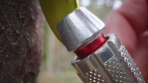 Macro Locking Carabiner Clip on Outdoor Gear Stock Footage 330408671