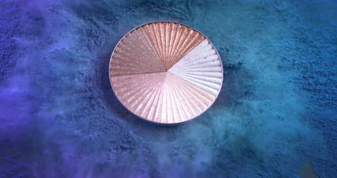 Macro of make up eyeshadow palette falls with colorful cosmetic powder splash Stock Footage 268986748