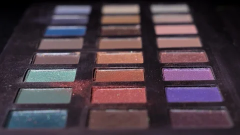 Macro makeup brush using makeup palette Video stock 127609946