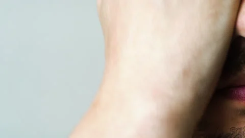 Macro of man with moustache and beard Stock Footage 143494732