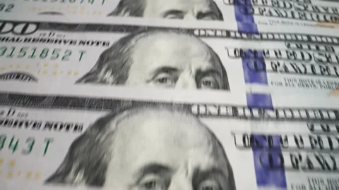 Macro Many 100 American Dollar Bills. Cash Money Banknotes. Finance and Stock Footage 160539499